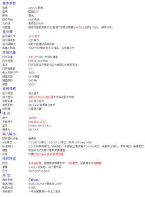 联想e40笔记本参数,联想E40笔记本参数配置