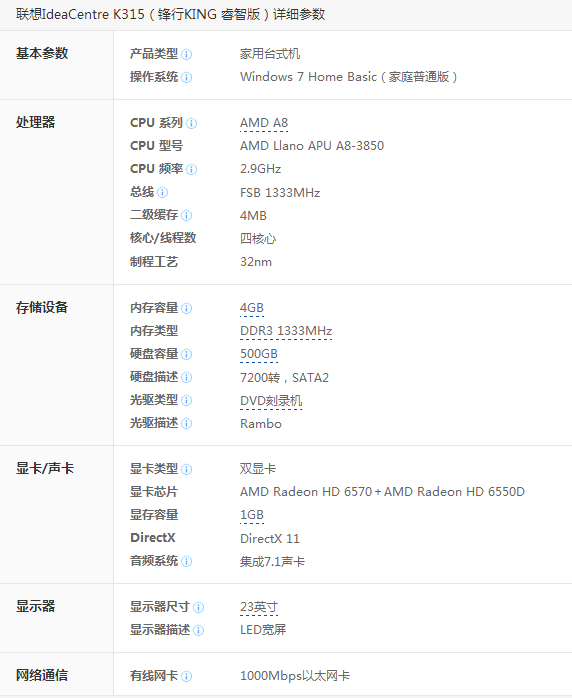 联想锋行k315台式电脑配置,联想锋行k315台式电脑配置是什么