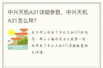中兴天机a31,中兴天机A31测评