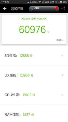 关于红米note4x跑分的信息