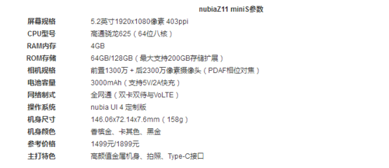 努比亚z11详细参数,努比亚z11详细参数怎么样